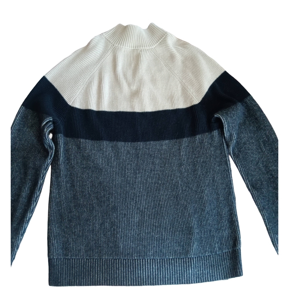 Banana Republic Men's Button Up Sweater - Cream, Navy, Gray Coastal, Preppy Sz L - Picture 6 of 11